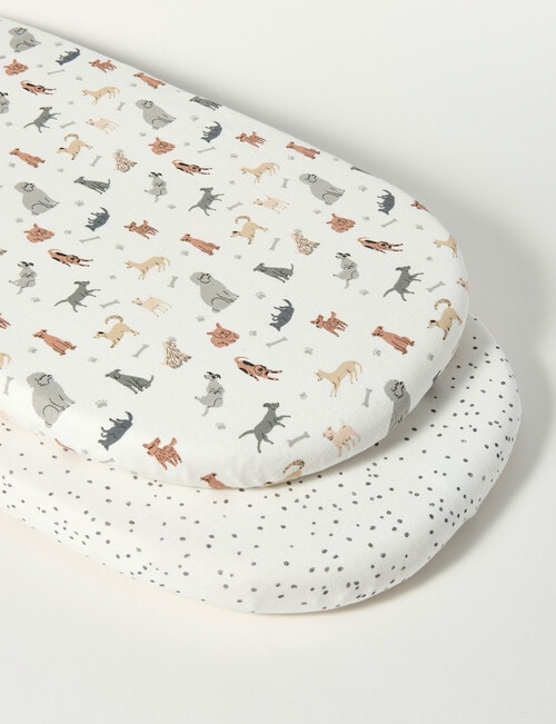 Little Bundle Bedside Sleeper Fitted Sheets, 2-Pack, Puppies product photo
