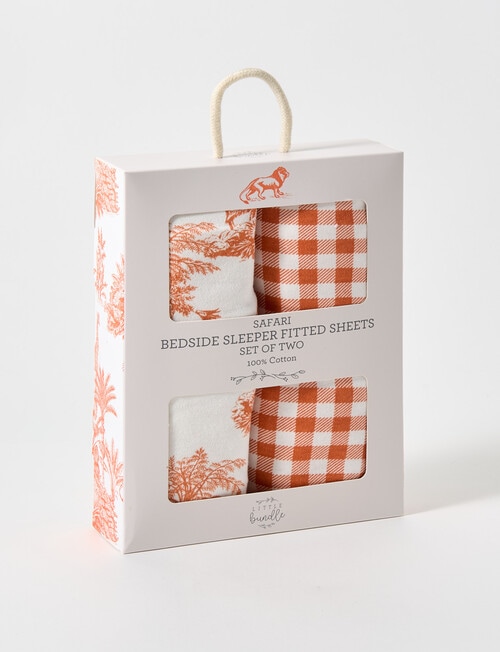 Little Bundle Bedside Sleeper Fitted Sheets, 2-Pack, Safari product photo View 03 L