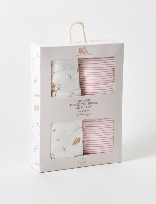 Little Bundle Cot Fitted Sheets, 2-Pack, Meadow product photo View 03 L