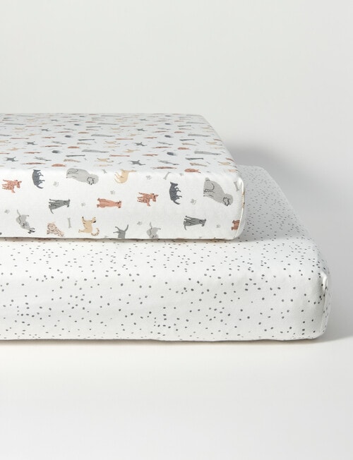 Little Bundle Cot Fitted Sheets, 2-Pack, Puppies product photo