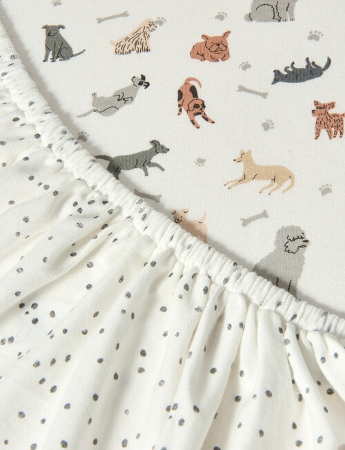 Little Bundle Cot Fitted Sheets, 2-Pack, Puppies product photo View 02 L