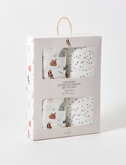 Little Bundle Cot Fitted Sheets, 2-Pack, Puppies product photo View 03 L