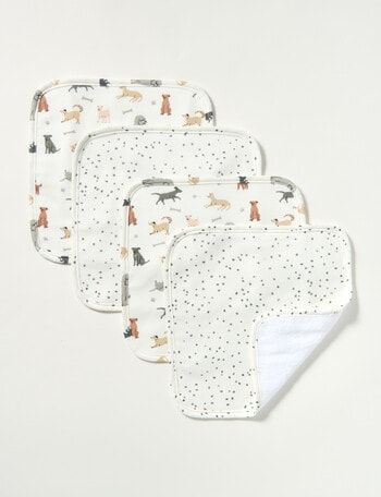 Little Bundle Face Washers, 4-Pack, Puppies product photo