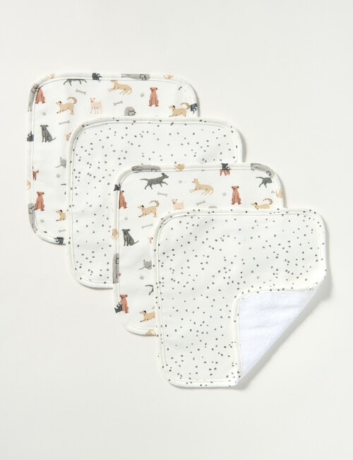 Little Bundle Face Washers, 4-Pack, Puppies product photo