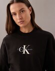 Calvin Klein Textured Monologo Crewneck Sweatshirt, Black product photo