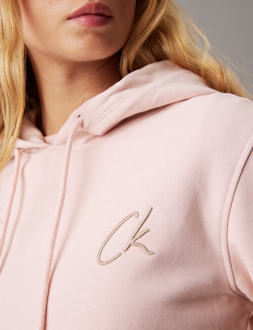 Calvin Klein Embroidered Regular Hoodie, Peach Whip product photo View 03 L