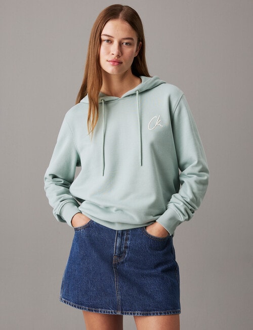 Calvin Klein Embroidered Regular Hoodie, Jadeite product photo