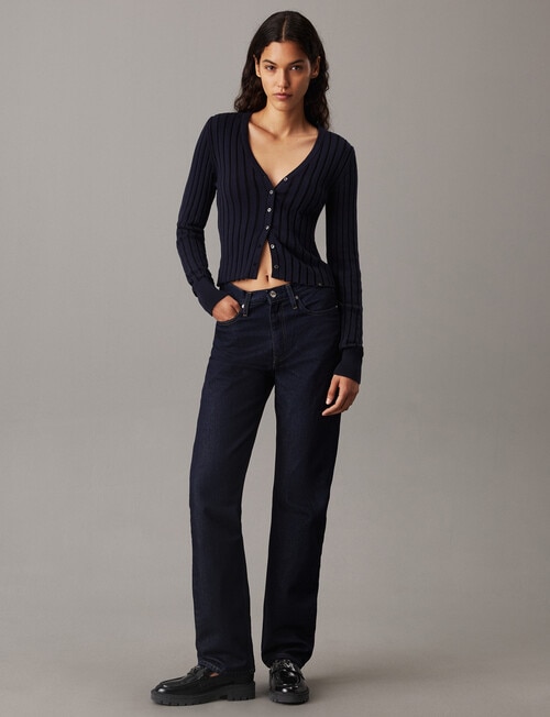 Calvin Klein High Rise Straight Jean, Rinse Blue product photo View 03 L