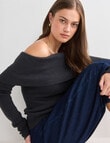 Mineral Percey Off Shoulder Sweater, Charcoal Marle product photo View 06 S