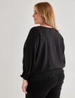 Studio Curve Shirred Hem Top, Black product photo View 02 S