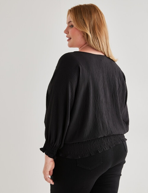 Studio Curve Shirred Hem Top, Black product photo View 02 L