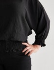Studio Curve Shirred Hem Top, Black product photo View 04 S