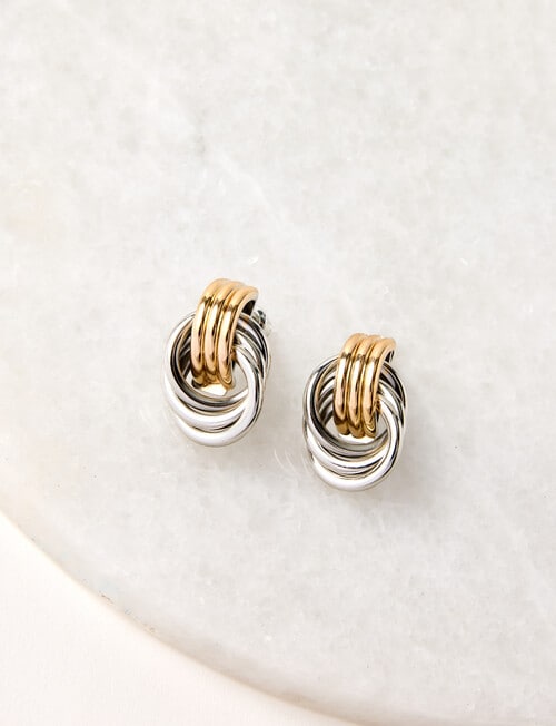 Whistle Accessories Ribbed Knot Studs, Gold & Silver Tone product photo View 02 L