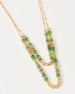 Whistle Accessories Bead Layered Necklace, Green & Gold Tone product photo View 02 S