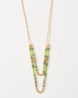 Whistle Accessories Bead Layered Necklace, Green & Gold Tone product photo View 03 S