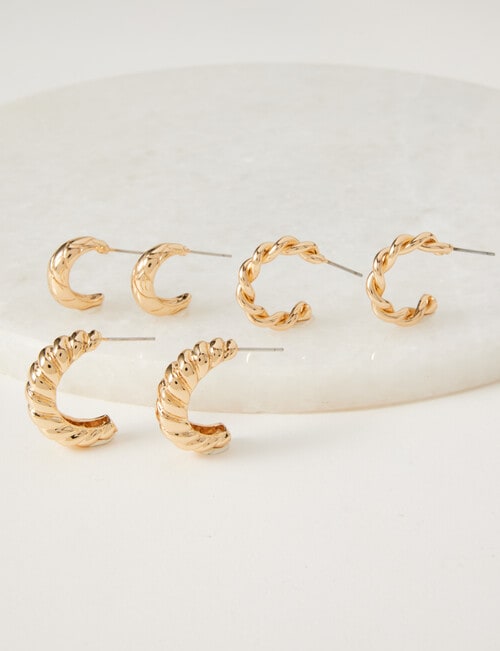 Whistle Accessories Chunky Hoop Set, 3-Pack, Gold Tone product photo