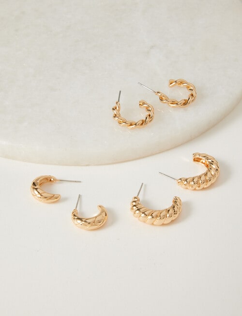 Whistle Accessories Chunky Hoop Set, 3-Pack, Gold Tone product photo View 02 L