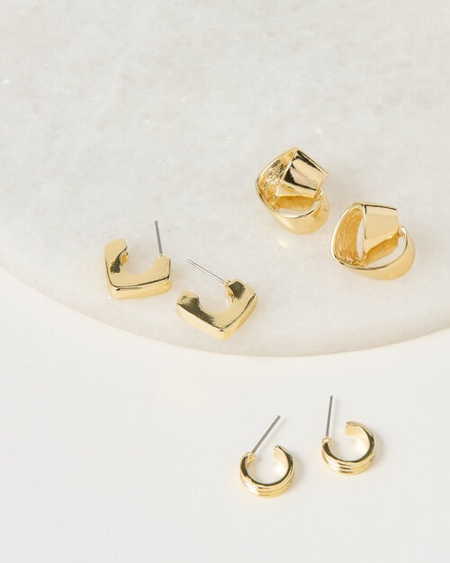 Whistle Accessories Mixed Earring Set, 3-Pack, Gold Tone product photo