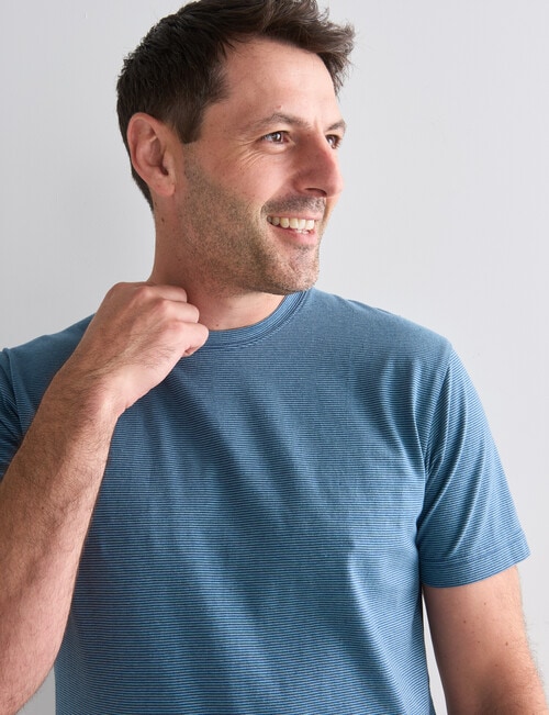 Chisel Stripes Short Sleeve Crew Tee, Teal product photo