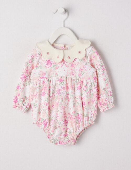Little Bundle Floral Romper, Pale Pink product photo