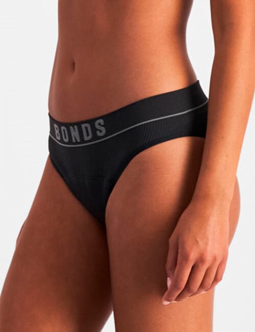 Bonds Bloody Comfy Period Undies Retro Rib Moderate Bikini Brief, Black, 8-20 product photo View 02 L