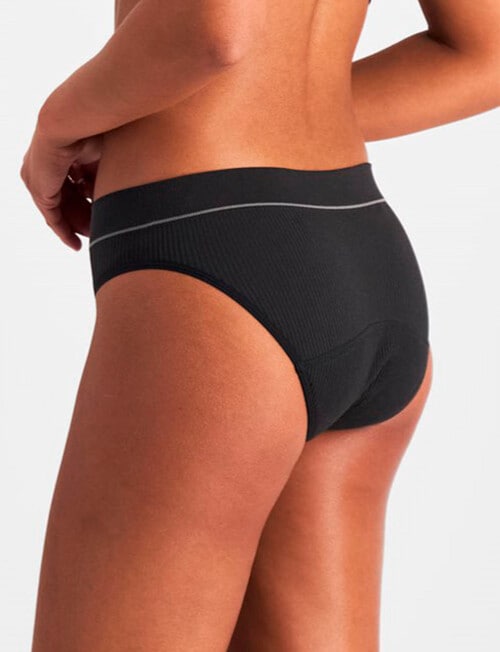 Bonds Bloody Comfy Period Undies Retro Rib Moderate Bikini Brief, Black, 8-20 product photo View 03 L