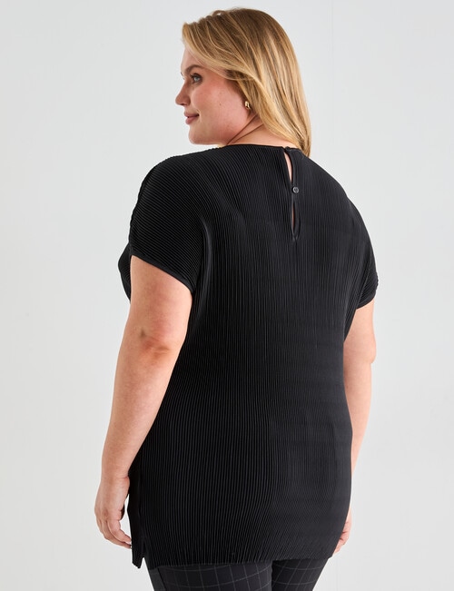 Studio Curve Collection Pleated Shell Top, Black product photo View 02 L