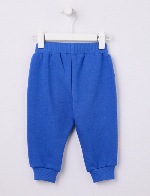 Teeny Weeny Play Time Stripes Fleece Track Pants, Gentian Blue product photo View 02 L