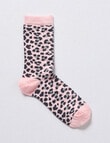 Columbine Animal Print Crew Sock, Cherry Bloss, 4-11 product photo