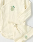 Little Bundle Lime Pointelle Bodysuit, Crawlers & Hat Set, 3-Piece, Vanilla product photo View 02 S
