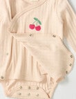 Little Bundle Cherry Pointelle Bodysuit, Crawlers & Hat Set, 3-Piece, Ballet Pink product photo View 03 S
