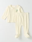 Little Bundle Lime Rib Top & Crawlers Set, 2-Piece, Vanilla product photo