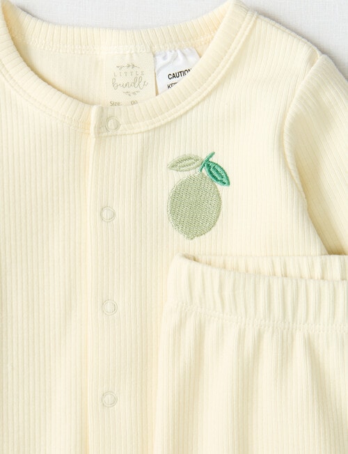 Little Bundle Lime Rib Top & Crawlers Set, 2-Piece, Vanilla product photo View 02 L