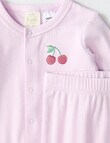 Little Bundle Cherry Rib Top & Crawlers Set, 2-Piece, Gentle Lilac product photo View 02 S