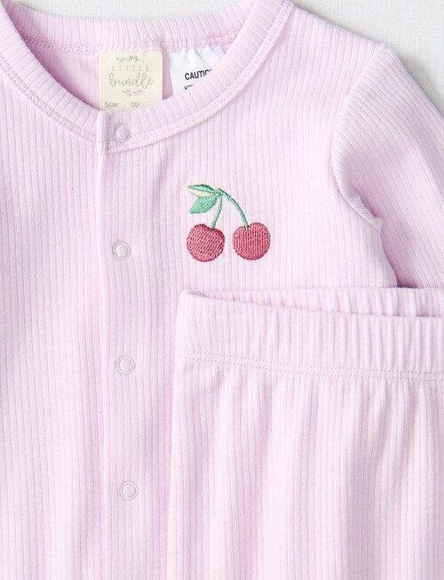 Little Bundle Cherry Rib Top & Crawlers Set, 2-Piece, Gentle Lilac product photo View 02 L