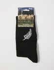 NZ Sock Co. Merino Fern Sock, Black, 4-11 product photo