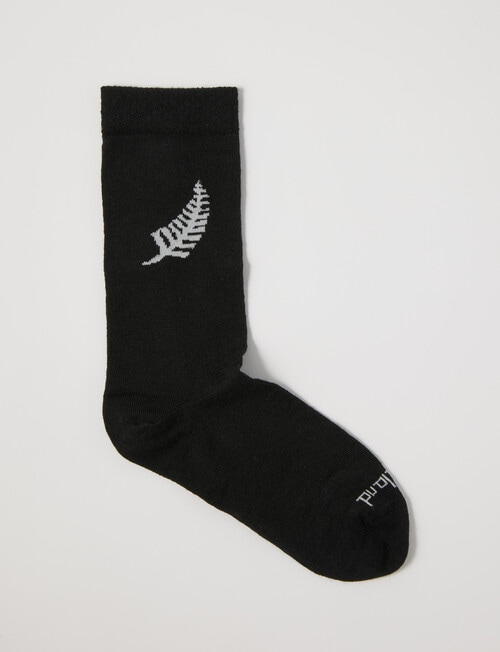 NZ Sock Co. Merino Fern Sock, Black, 4-11 product photo View 02 L