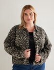 Denim Republic Curve Animal Printed Denim Jacket, Brown product photo
