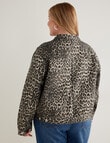 Denim Republic Curve Animal Printed Denim Jacket, Brown product photo View 02 S