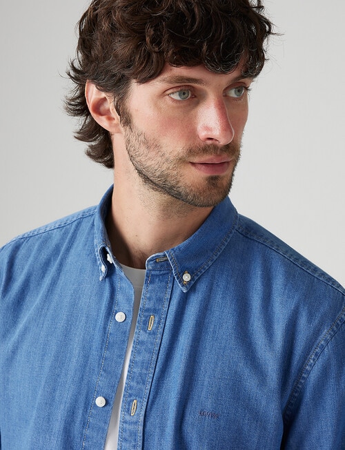 Levis Authentic Button Down Shirt, Blue product photo View 03 L