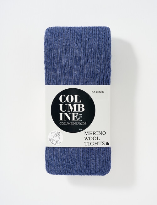 Columbine Liner Cable Merino Tights, Pigeon Blue, 2-9 product photo