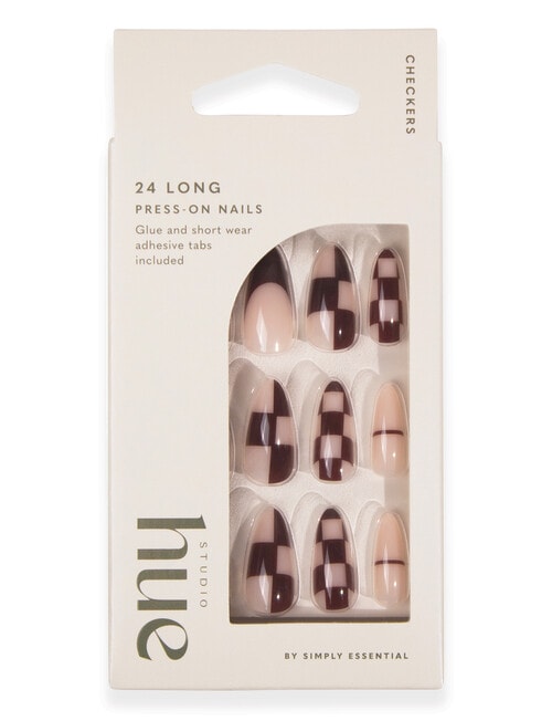 Studio Hue Press-on Nails Long Stiletto, Checkers product photo