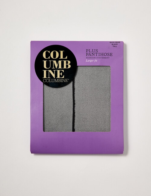 Columbine Plus Back Seam Pantyhose, Black product photo View 02 L