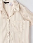 Sleep Squad Jacquard Stripe Satin Short PJ Set, Stone, 8-16 product photo View 02 S