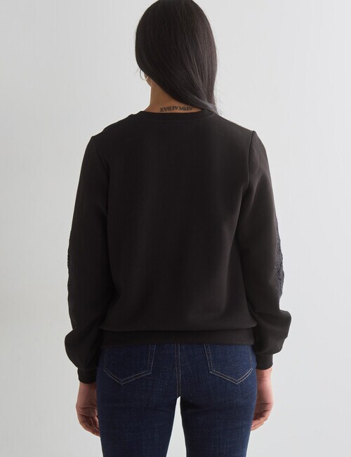Whistle Embroidered Long Sleeve Sweatshirt, Black product photo View 02 L
