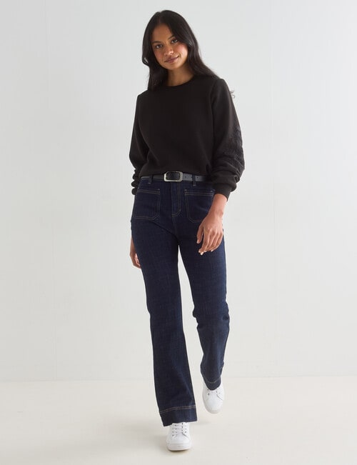 Whistle Embroidered Long Sleeve Sweatshirt, Black product photo View 03 L