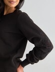 Whistle Embroidered Long Sleeve Sweatshirt, Black product photo View 04 S