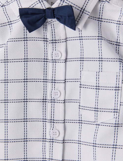 Teeny Weeny All Dressed Up Check Long-Sleeve Formal Shirt with Bowtie, White product photo View 02 L