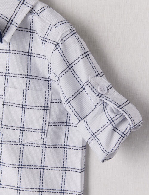 Teeny Weeny All Dressed Up Check Long-Sleeve Formal Shirt with Bowtie, White product photo View 03 L