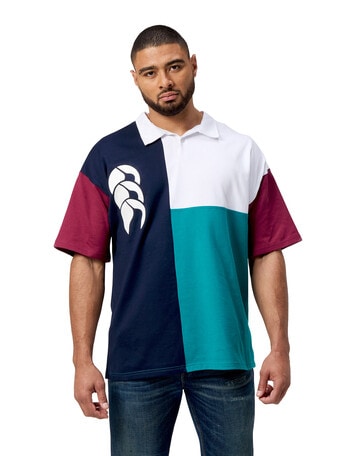 Canterbury Harlequin Rugby Short Sleeve Polo Shirt, Blue product photo